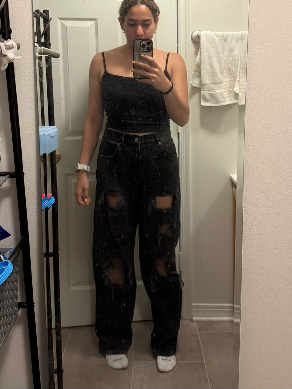 BDG Black Distressed Wide-Leg Jeans